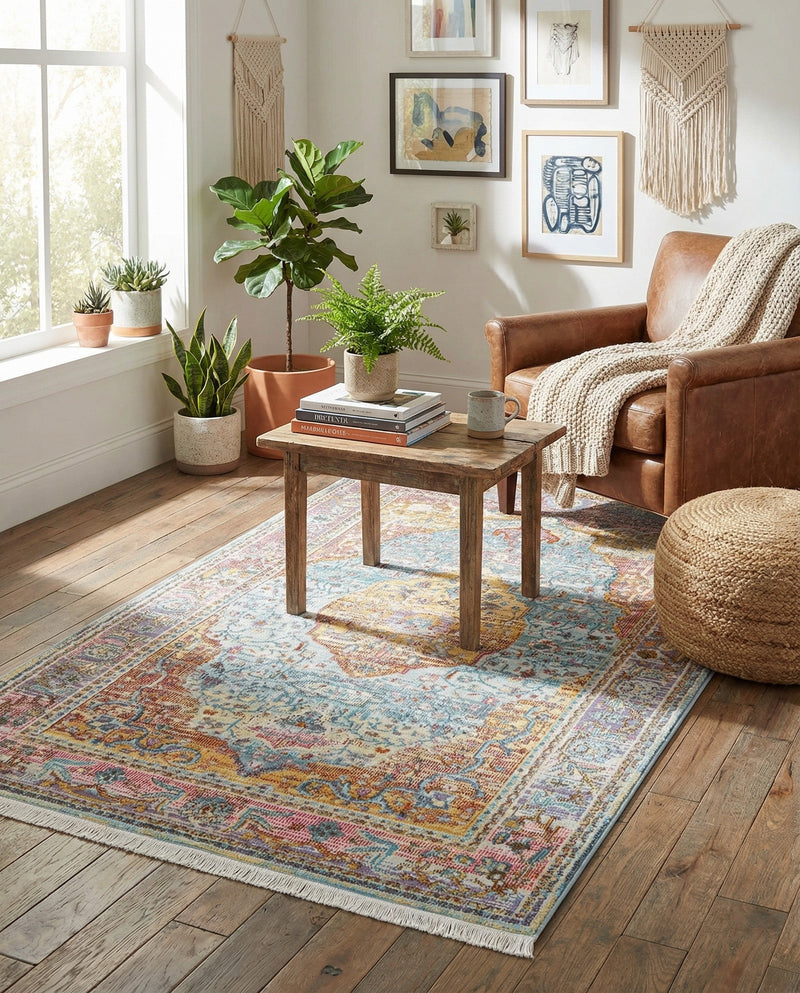 Caribbean Breeze Collection Area Rug -  Vieques Rectangle Light Blue  lifestyle 39