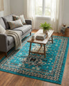 Tabriz Tapestries Collection Area Rug - Azerbaijan (Turquoise) Rectangle Turquoise  lifestyle 10