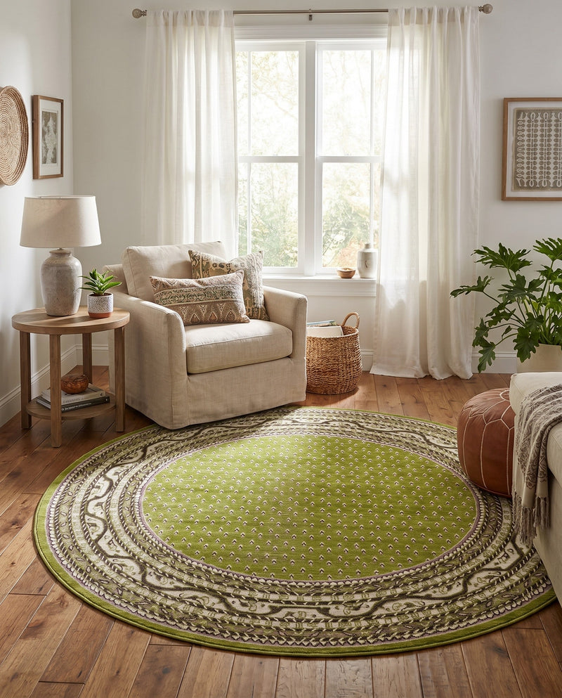 Soho Elegance Collection Area Rug -  Mercer (Green) Round Green  lifestyle 67