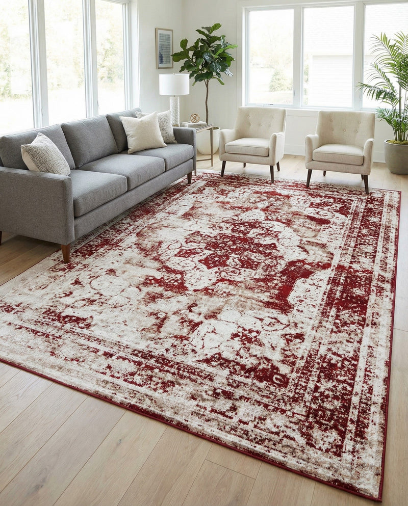 Riviera Elegance Collection Area Rug -  Menton (Burgundy) Rectangle Burgundy  lifestyle 21