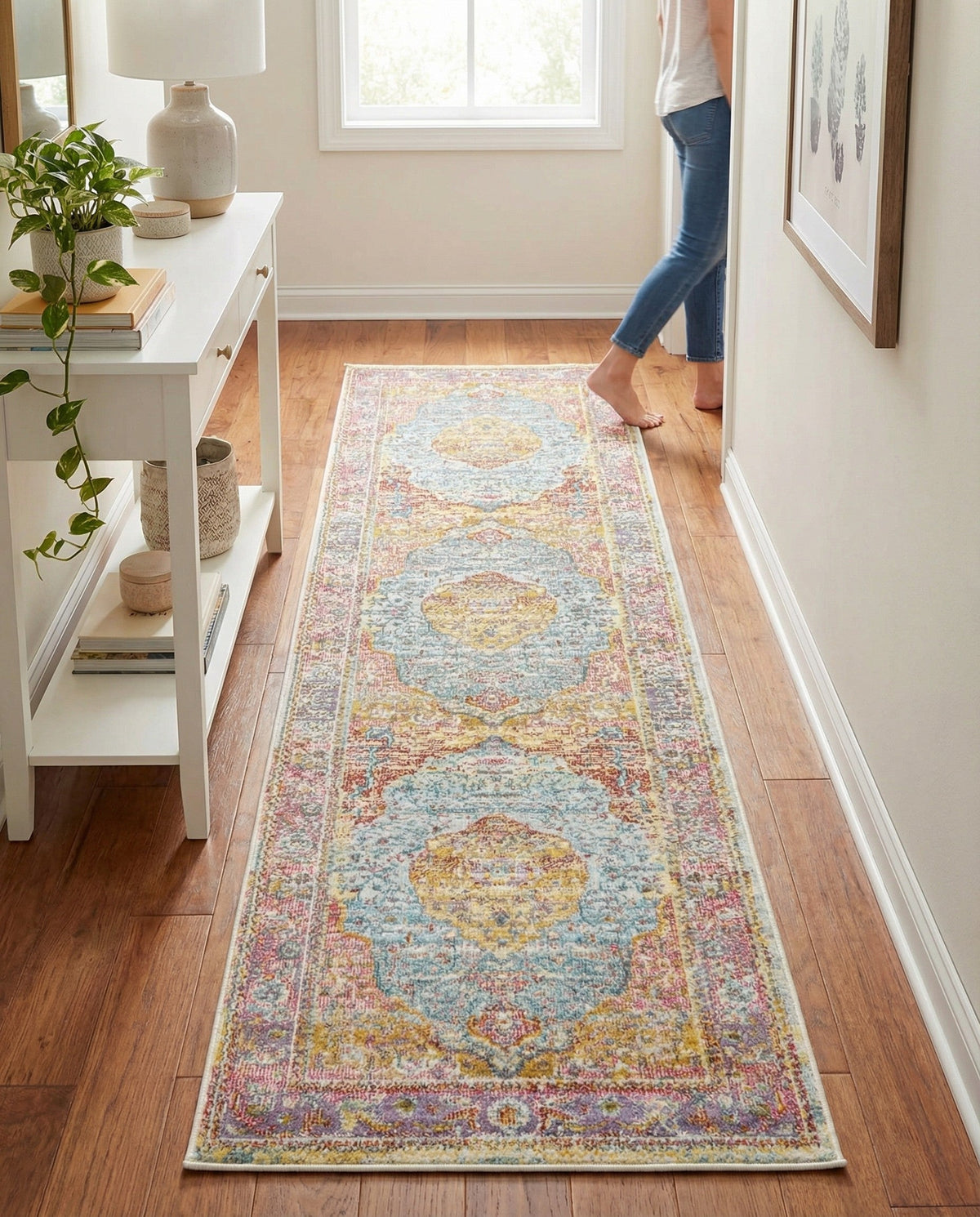 Caribbean Breeze Collection Area Rug -  Vieques Runner Light Blue  lifestyle 196