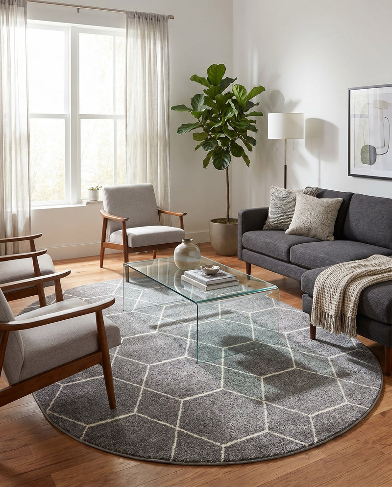 Trellis Mosaic Collection Area Rug - Arborville (Light Gray) Oval Light Gray  lifestyle 97