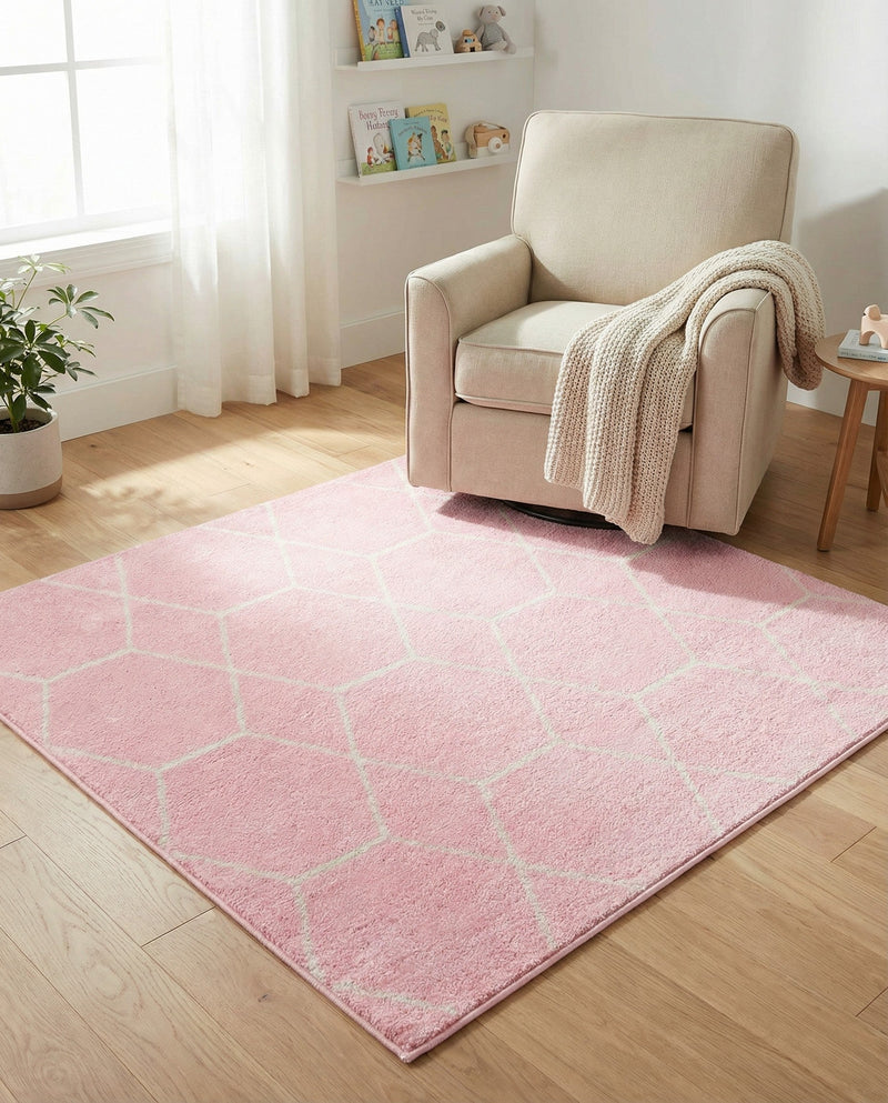 Trellis Mosaic Collection Area Rug - Arborville (Light Pink) Square Light Pink  lifestyle 41