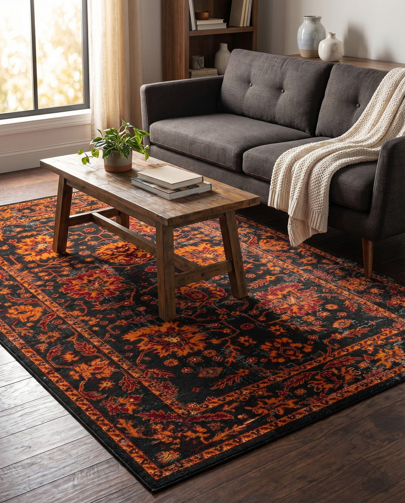 Geneva Terrace Collection Area Rug -  Lausanne Rectangle Black  lifestyle 19