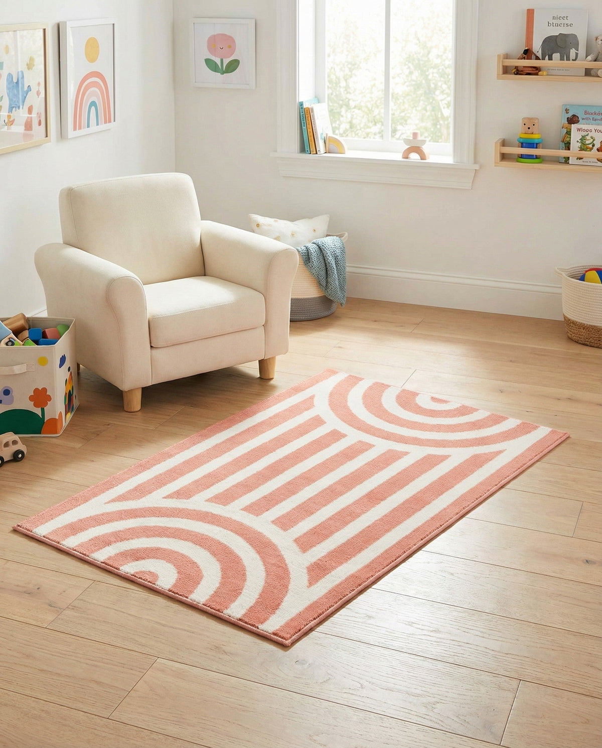 Wonder Tykes Collection Area Rug -  Joydale Rectangle Soft Coral Pink  lifestyle 47