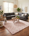 Berber Lattice Shag Collection Area Rug - Atlas (Light Pink) Square Light Pink  lifestyle 44