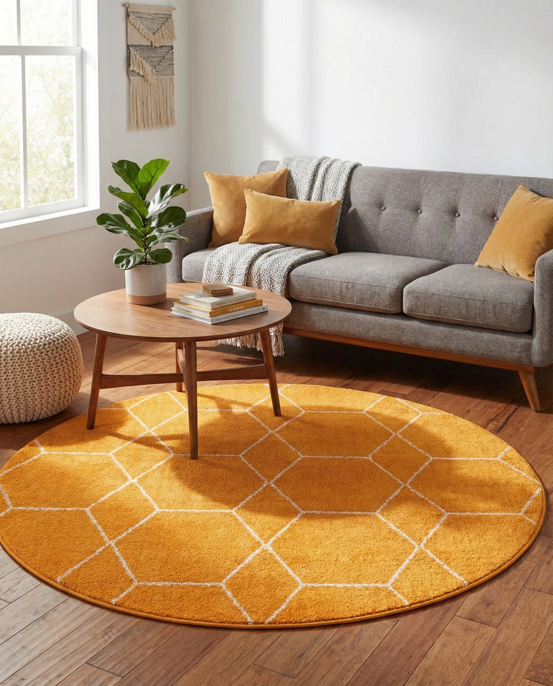 Trellis Mosaic Collection Area Rug - Arborville (Orange) Round Orange  lifestyle 39