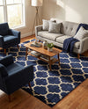 Lattice Gardens Collection Area Rug -  Bloomfield (Dark Blue) Square Dark Blue  lifestyle 72