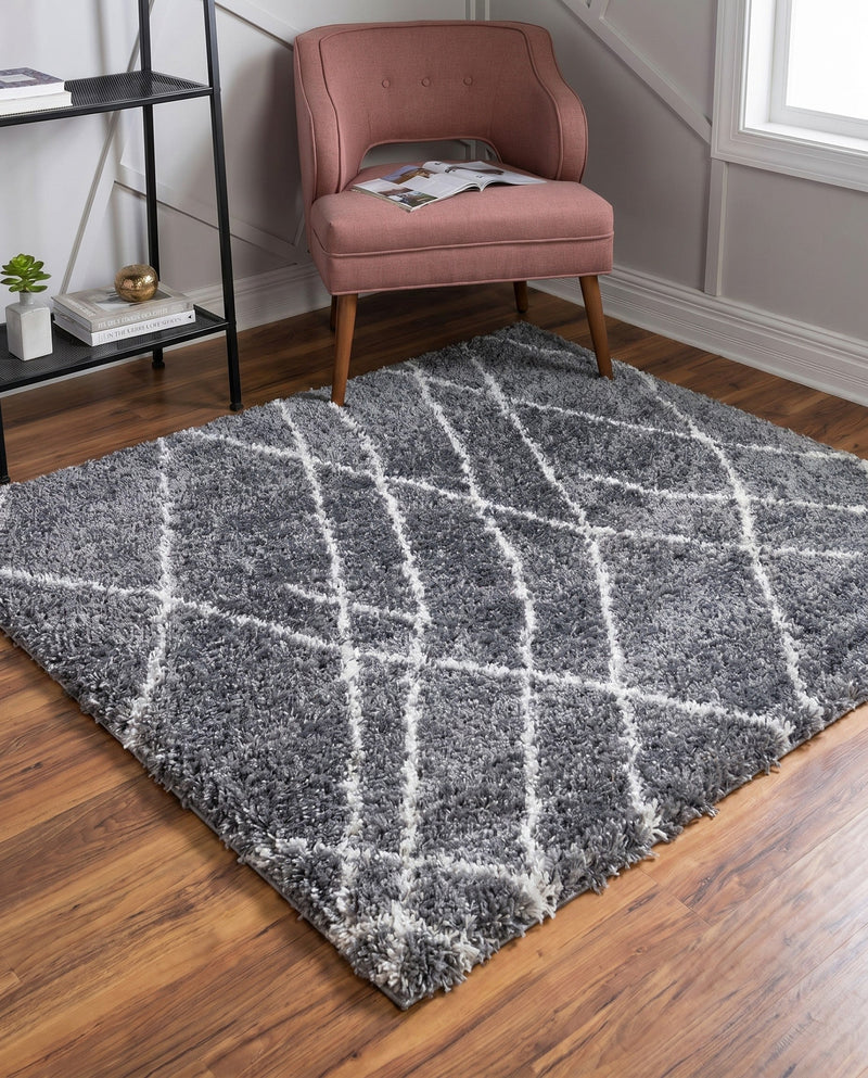 Cozy Haven Shag Collection Area Rug - Serenity (Pebble Gray) Square Pebble Gray  lifestyle 61