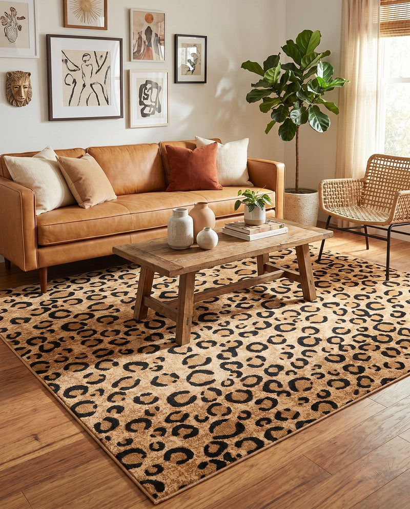 Savannah Sojourn Collection Area Rug -  Mara Square Light Brown  lifestyle 62