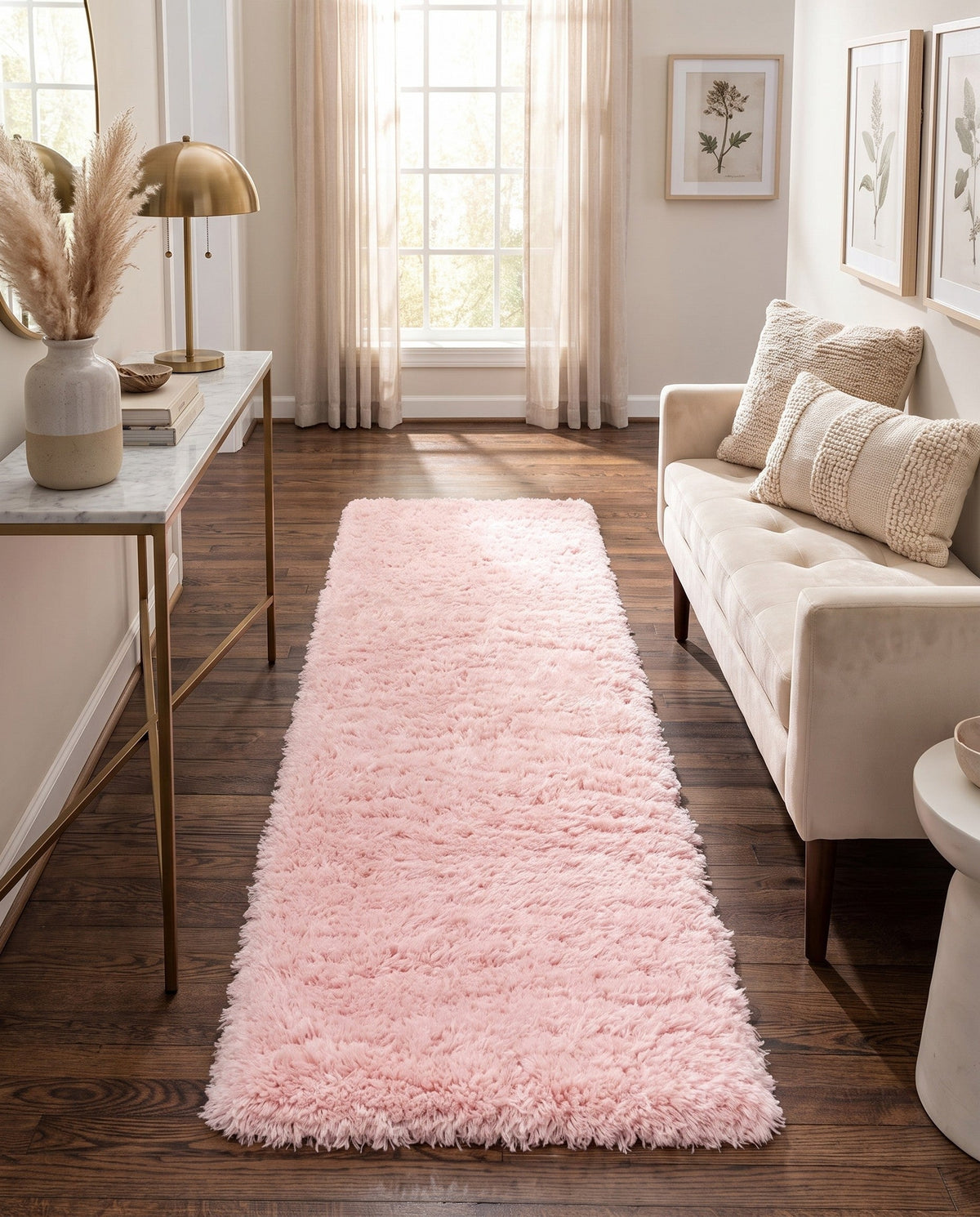 Eternal Plush Oasis Collection Area Rug -  Tranquility (Pink Lace) Runner Pink Lace  lifestyle 70