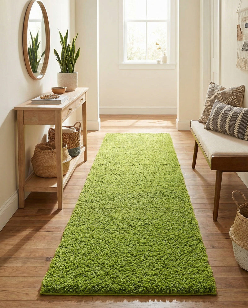 Plush Oasis Collection Area Rug - Serenity (Grass Green) Runner Grass Green  lifestyle 40
