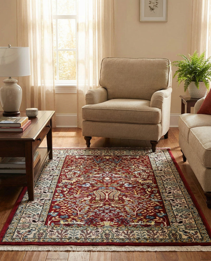 Persian Elegance Collection Area Rug -  Kerman (Burgundy) Rectangle Burgundy  lifestyle 7