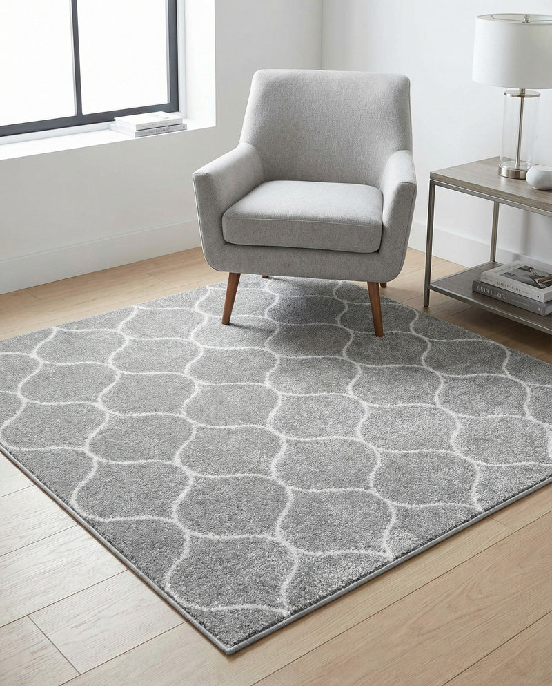 Trellis Mosaic Collection Area Rug -  Pergolatown (Light Gray) Square Light Gray  lifestyle 58