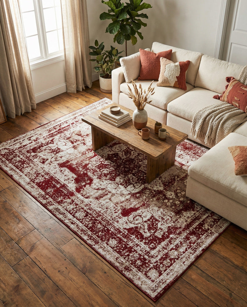 Riviera Elegance Collection Area Rug -  Menton (Burgundy) Rectangle Burgundy  lifestyle 35