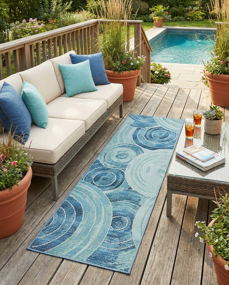 Urban Terrace Collection Area Rug -  Parkside Runner Light Blue  lifestyle 60