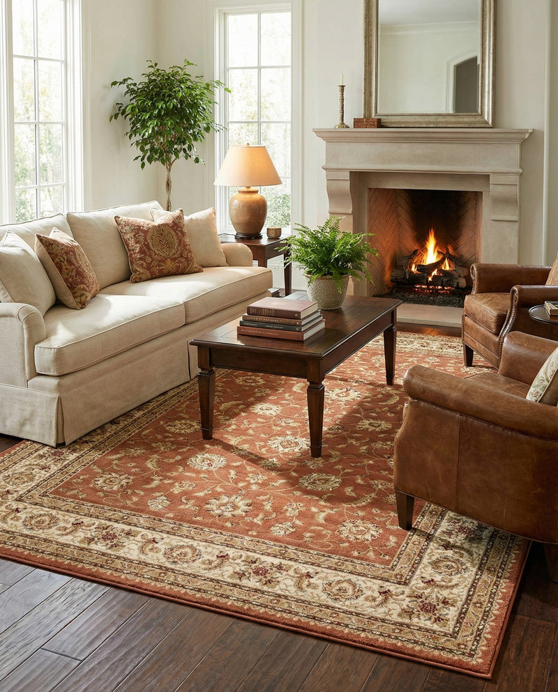 Jaipur Elegance Collection Area Rug -  Nahargarh (Brick Red Light Rose) Rectangle Brick Red Light Rose  lifestyle 7