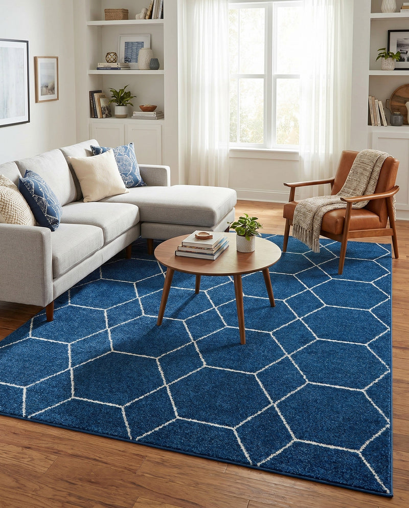 Trellis Mosaic Collection Area Rug - Arborville (Navy Blue) Rectangle Navy Blue  lifestyle 27