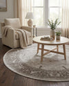 Horizon Collection Area Rug -  Apex (Light Gray) Round Light Gray  lifestyle 63