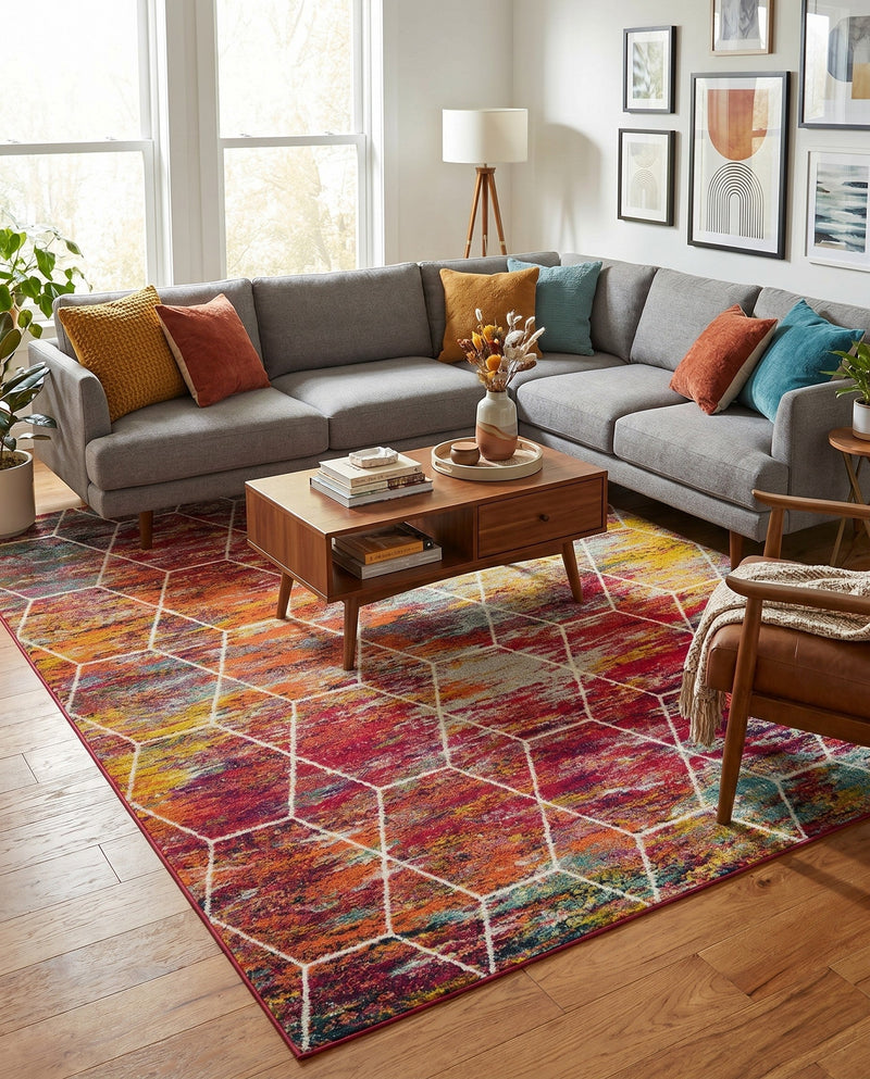 Trellis Mosaic Collection Area Rug - Arborville (Multi) Rectangle Multi  lifestyle 12