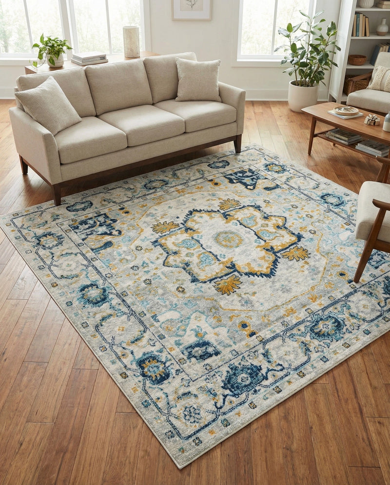 Parisian Elegance Collection Area Rug - Versailles (Gray) Square Gray  lifestyle 43
