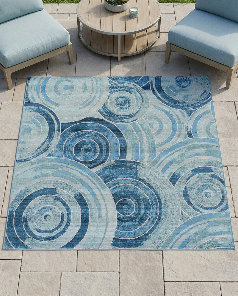 Urban Terrace Collection Area Rug -  Parkside Square Light Blue  lifestyle 33