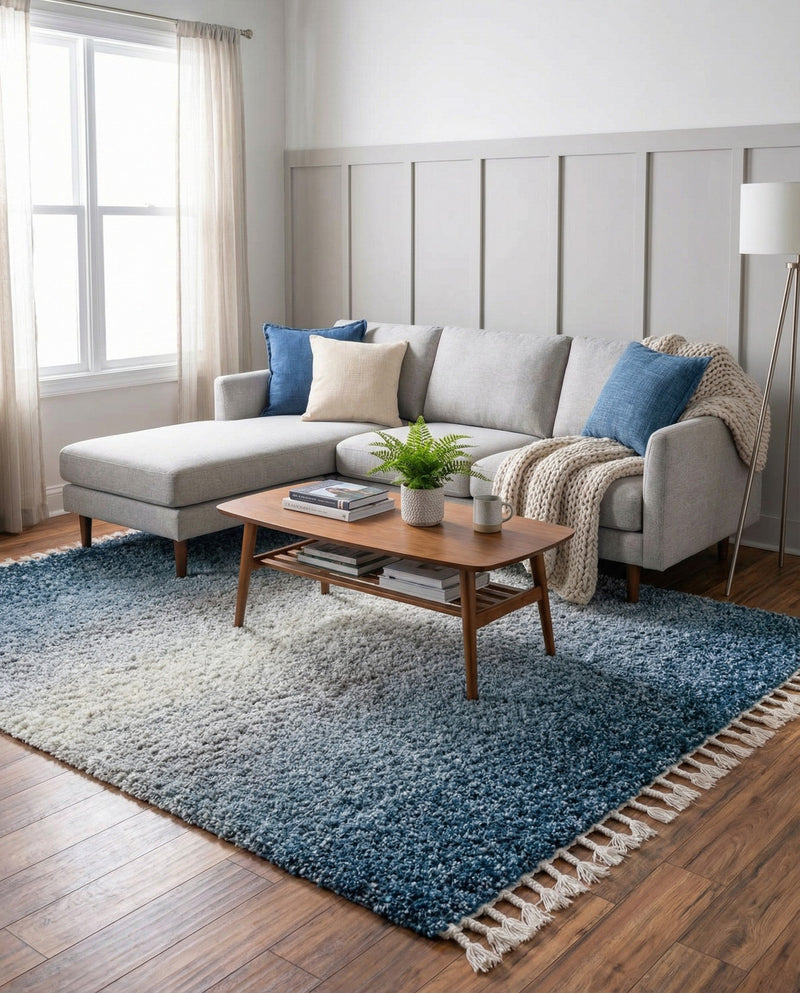 Cozy Cove Shag Collection Area Rug -  Lagoon Rectangle Blue  lifestyle 17