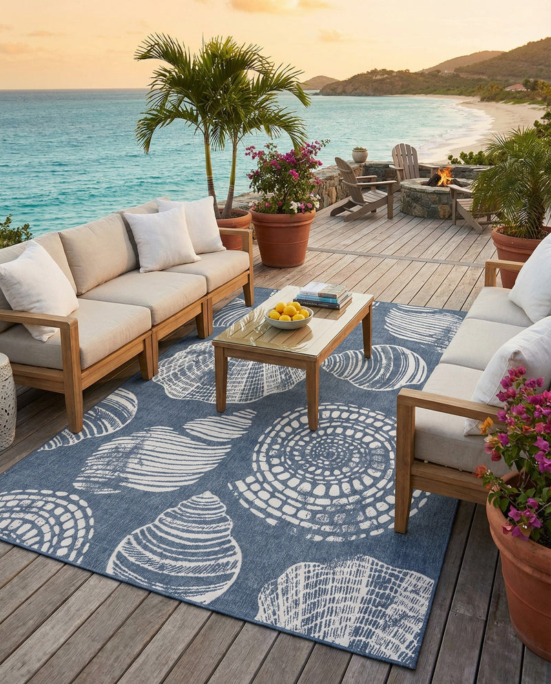Seaside Haven Rugs Collection Area Rug -  Saltwater Rectangle Navy Blue  lifestyle 14