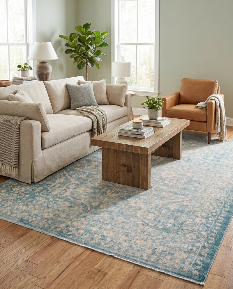Rustic Charm Revival Collection Area Rug - Farmstead Rectangle Light Blue  lifestyle 26