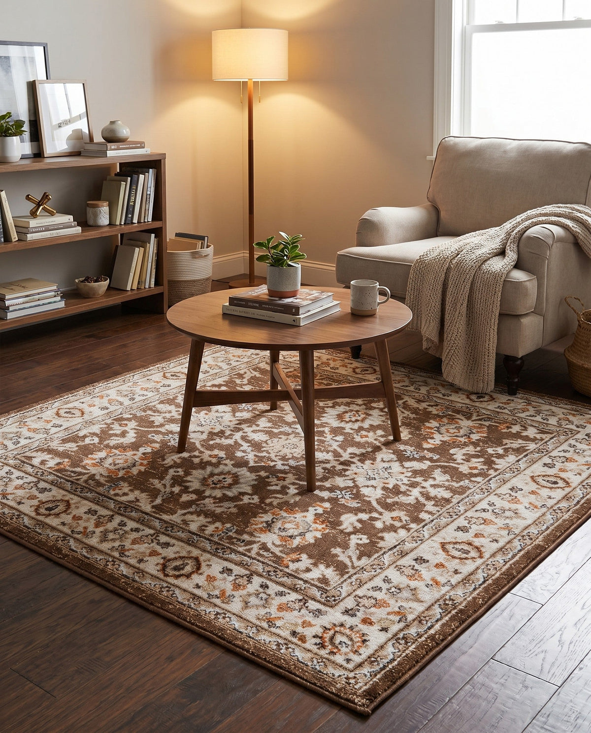 Savannah Elegance Collection Area Rug - Augusta (Brown) Square Brown  lifestyle 104