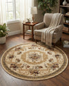 Versailles Elegance Collection Area Rug -  Louveciennes (Cream) Round Cream  lifestyle 79