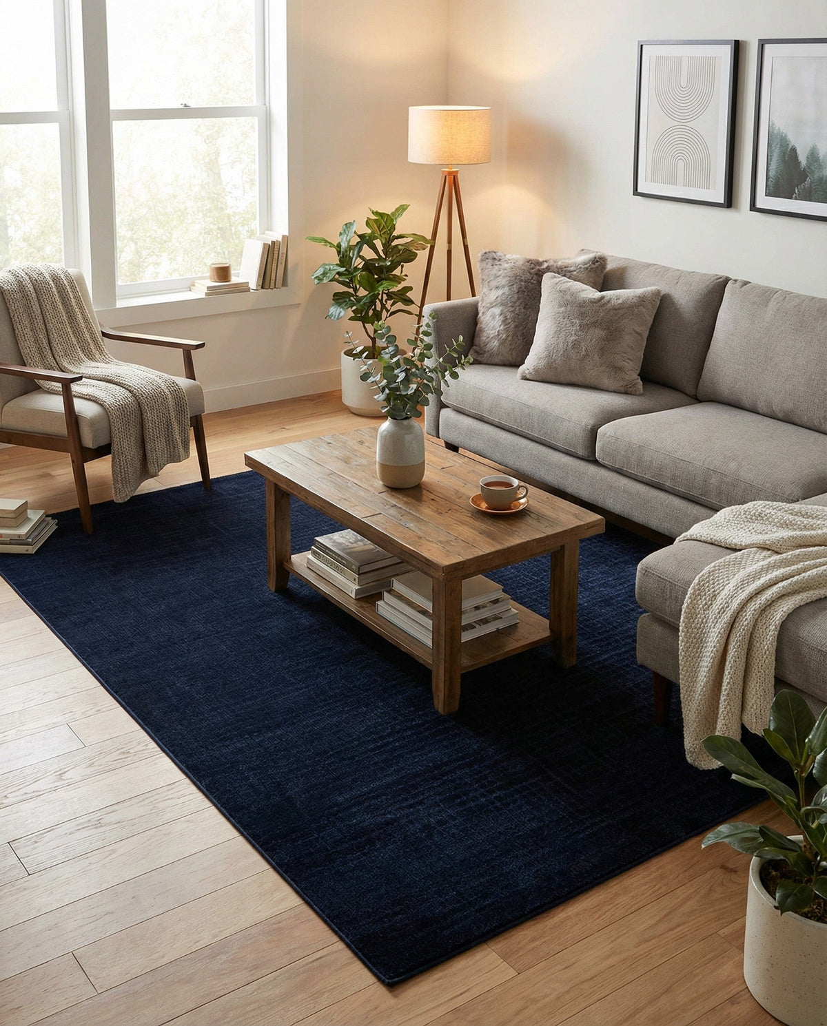 Haven Tapestry Collection Area Rug - WhisperingFalls Rectangle Inkwell Blue  lifestyle 49