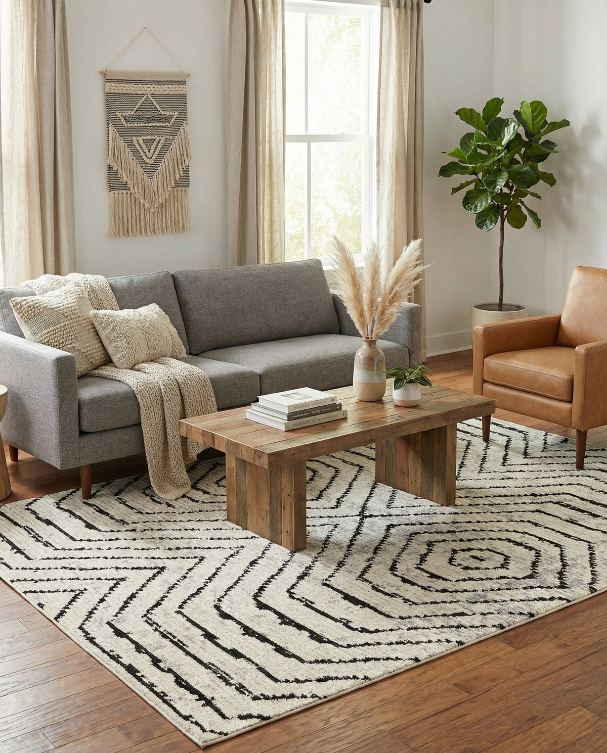 Marrakech Mosaic Collection Area Rug -  Tangier Rectangle Black and White  lifestyle 18