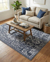Baroque Era Collection Area Rug - Versailles (Dark Gray) Rectangle Dark Gray  lifestyle 5
