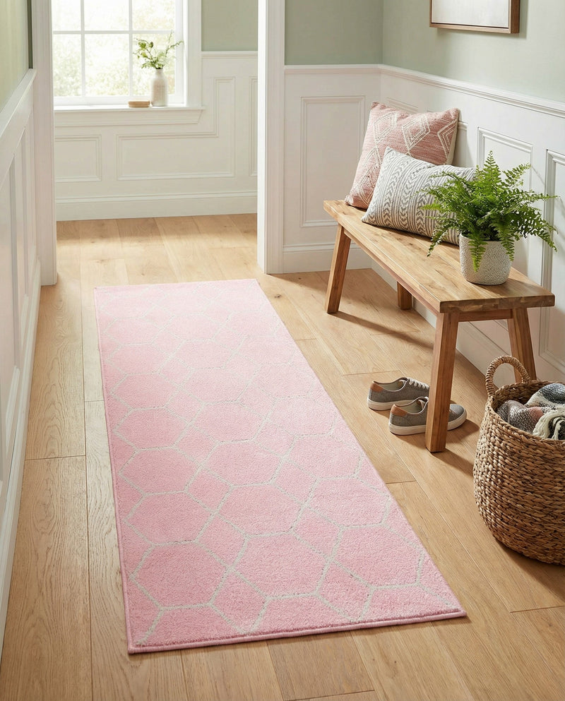 Trellis Mosaic Collection Area Rug - Arborville (Light Pink) Runner Light Pink  lifestyle 42