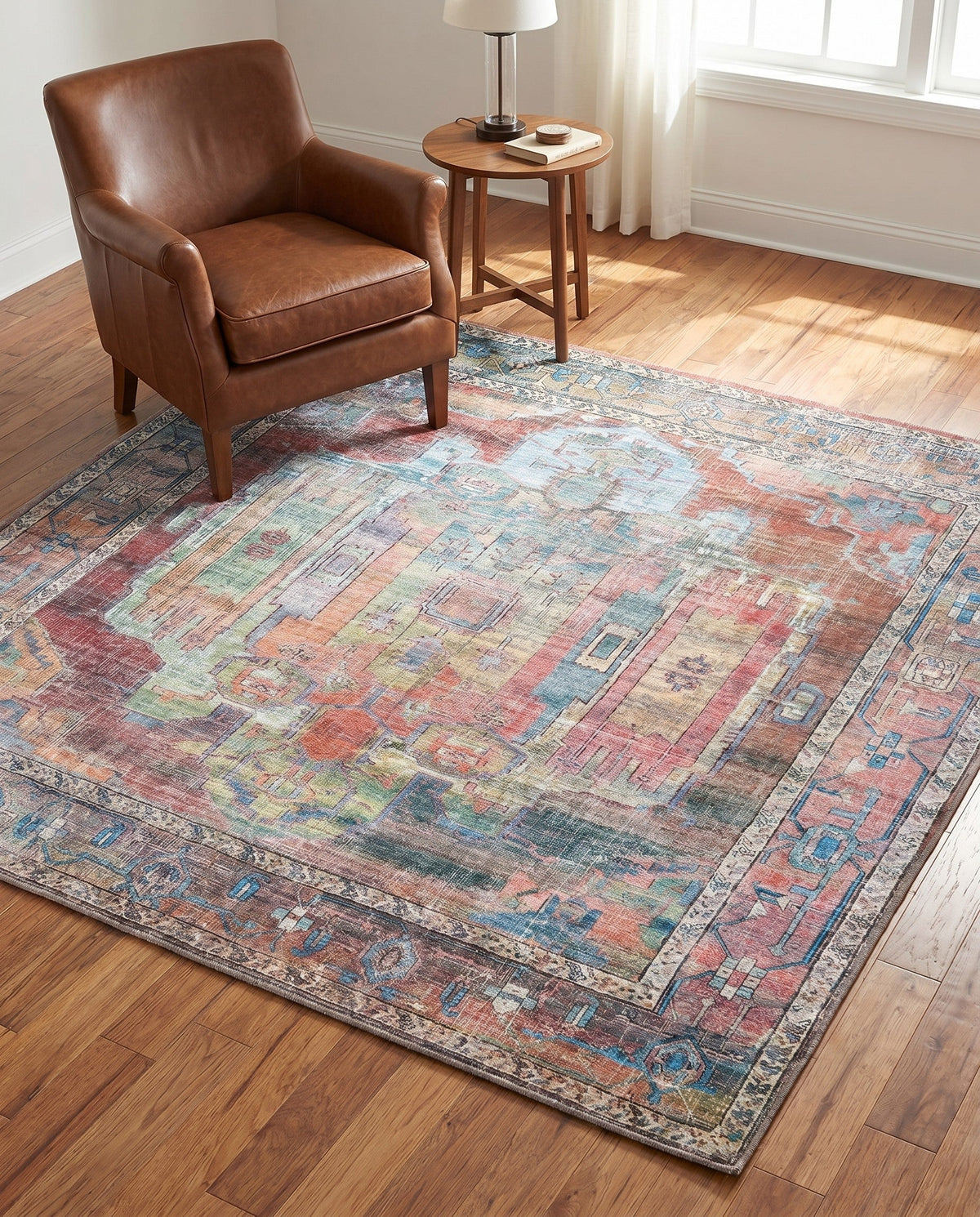 Zahara Oasis Collection Area Rug - Sahara Square Multi  lifestyle 180