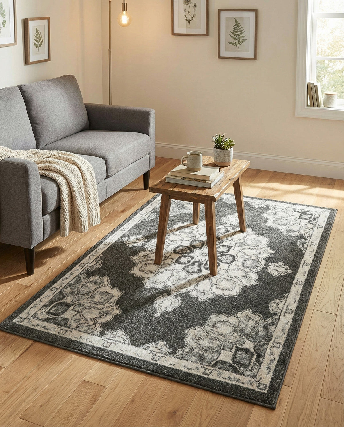 Beverly Grove Collection Area Rug - Melrose (Charcoal) Rectangle Charcoal  lifestyle 21