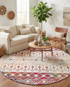 Mediterranean Lattice Collection Area Rug -  Casablanca (Ivory Multi) Round Ivory Multi  lifestyle 35