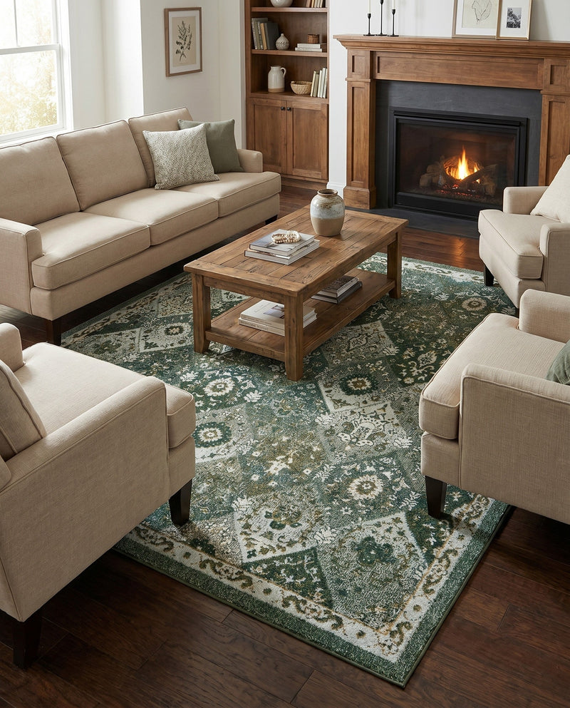 Brighton Terrace Collection Area Rug -  Rottingdean (Green) Square Green  lifestyle 35