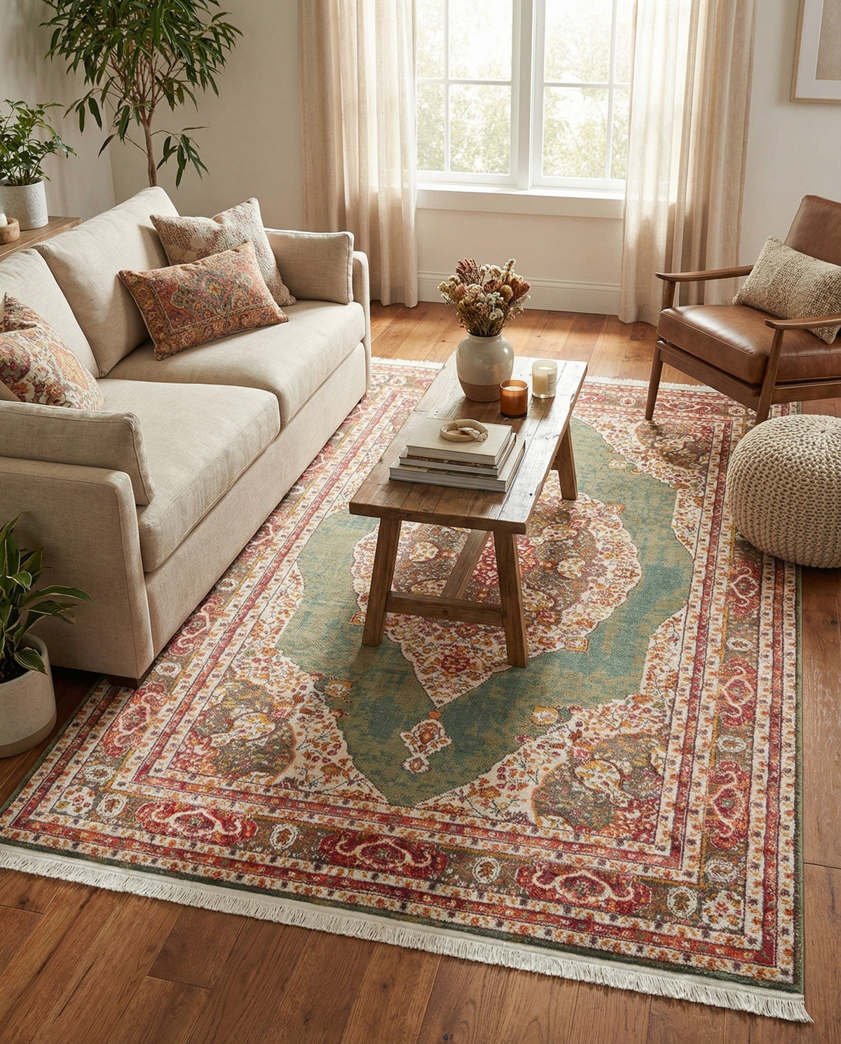 Caribbean Breeze Collection Area Rug -  Windward Rectangle Green  lifestyle 61