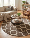 Lattice Gardens Collection Area Rug -  Bloomfield (Brown) Round Brown  lifestyle 71