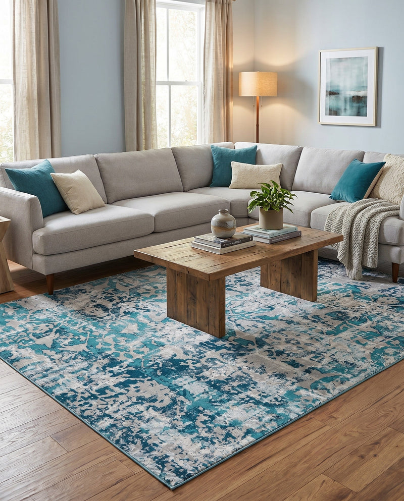 Geneva Terrace Collection Area Rug -  Morges Rectangle Blue  lifestyle 19