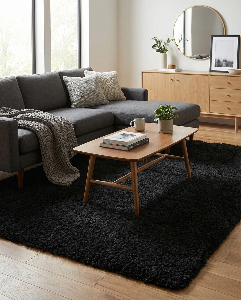 Eternal Plush Oasis Collection Area Rug -  Tranquility (Onyx Black) Rectangle Onyx Black  lifestyle 12