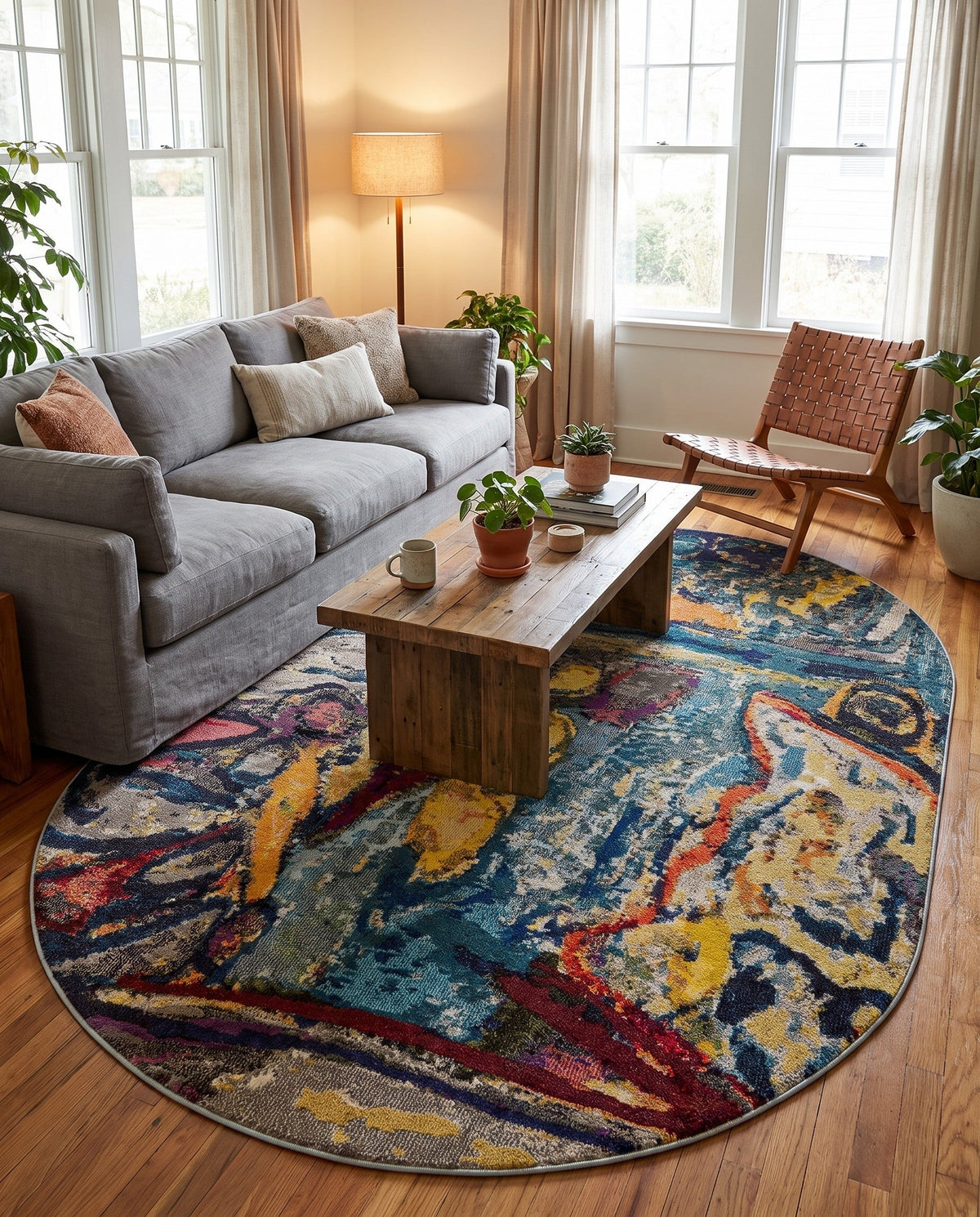 Autumnal Tapestry Collection Area Rug - Harvestville Oval Multi  lifestyle 96