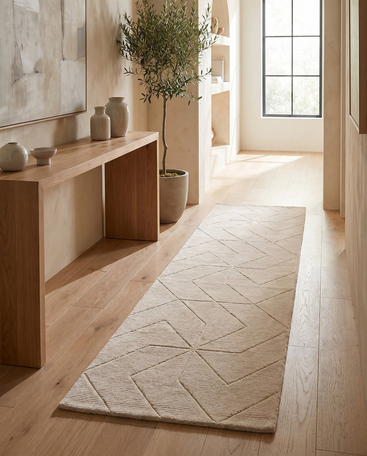 Nordic Loom Geometric Collection Area Rug - Oslo Runner Pearl Ivory  lifestyle 167