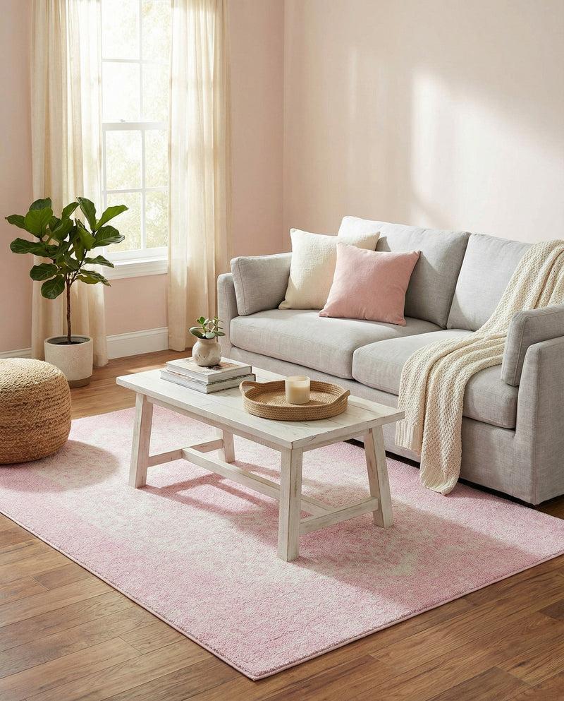 Dover Terrace Collection Area Rug - Marina (Pink) Rectangle Pink  lifestyle 9