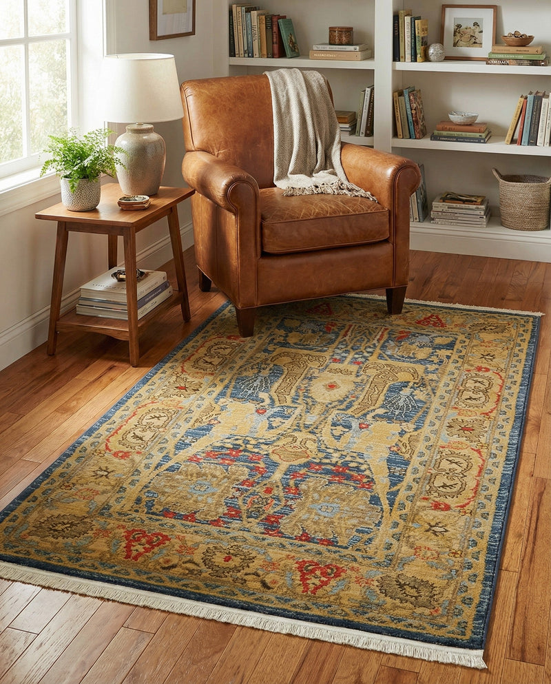 Persian Elegance Collection Area Rug -  Khorramabad Rectangle Navy Blue  lifestyle 16