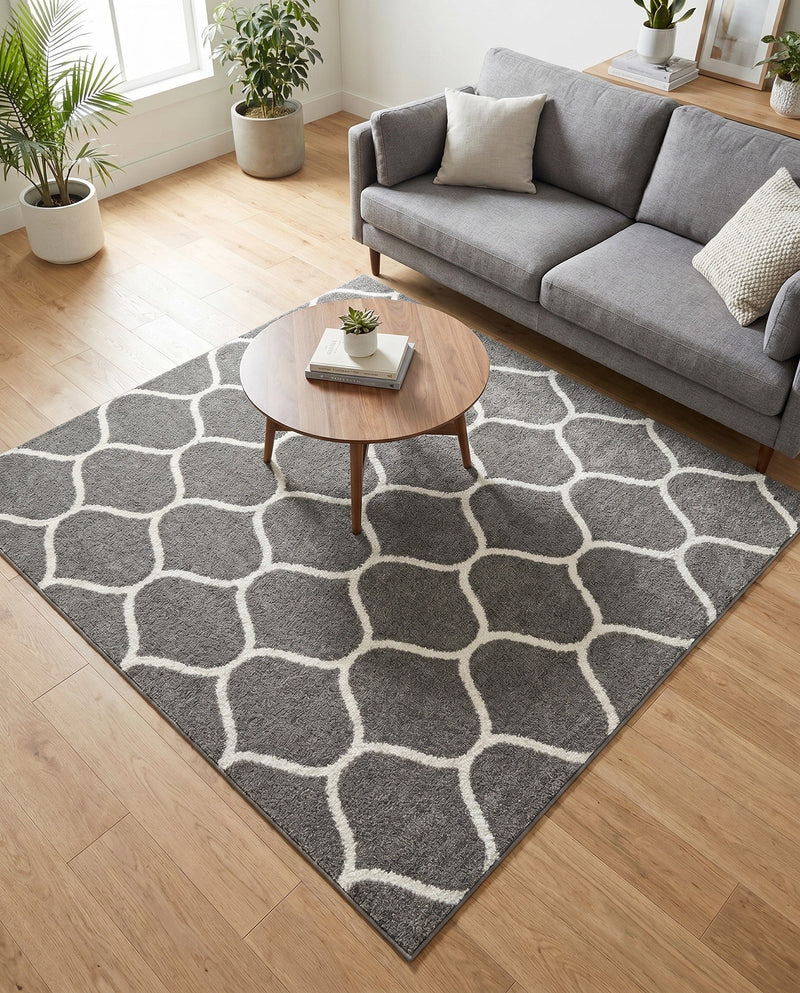 Trellis Mosaic Collection Area Rug -  Pergolatown (Dark Gray) Square Dark Gray  lifestyle 75