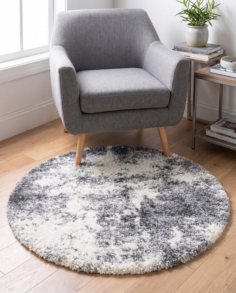 Cozy Haven Shag Collection Area Rug -  Tranquility (Smoke Gray) Round Smoke Gray  lifestyle 60