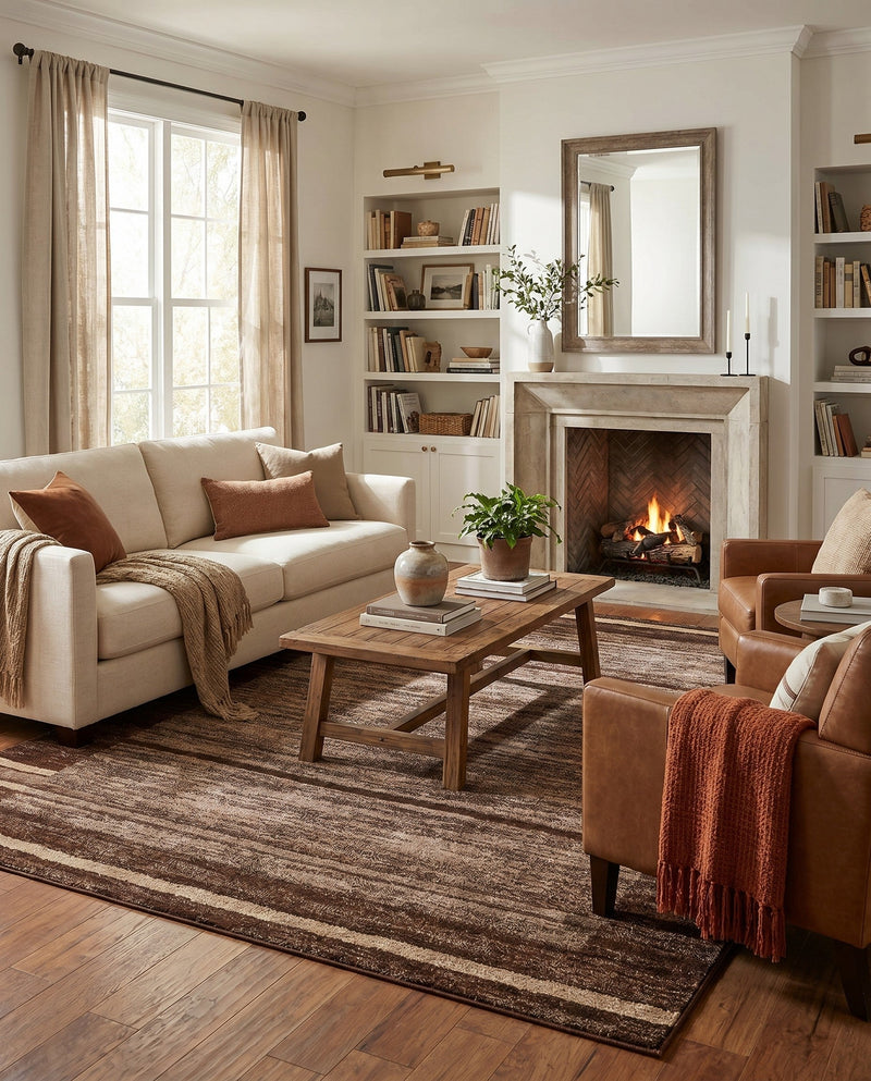 Autumn Meadow Collection Area Rug -  Nutmegwood Rectangle Brown  lifestyle 30